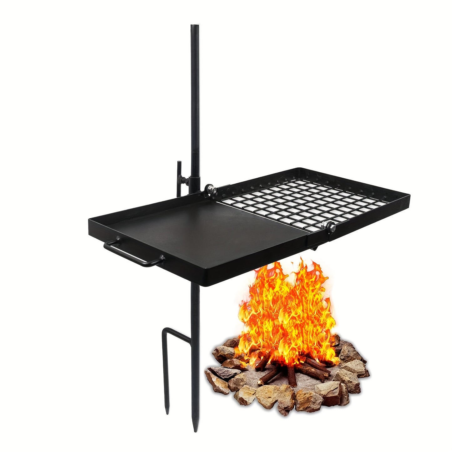 Campfire Grill Grate Heavy Duty Fire Pit Grill with Steel Grate for Camping and Outdoor Barbecue