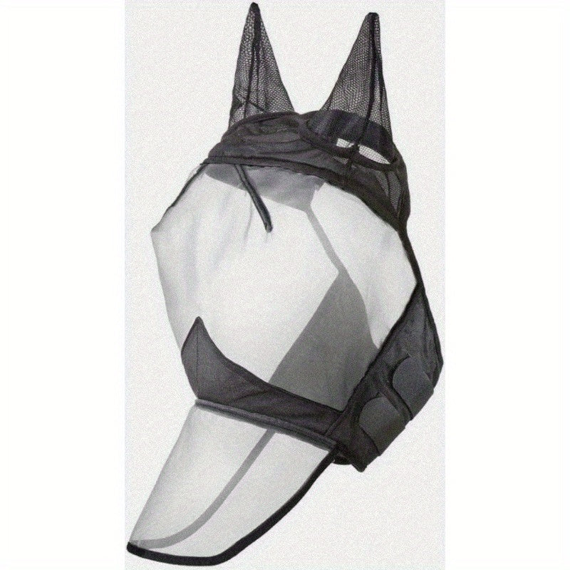CareMaster Horse Fly Mask Long se with Ears Full Face Black