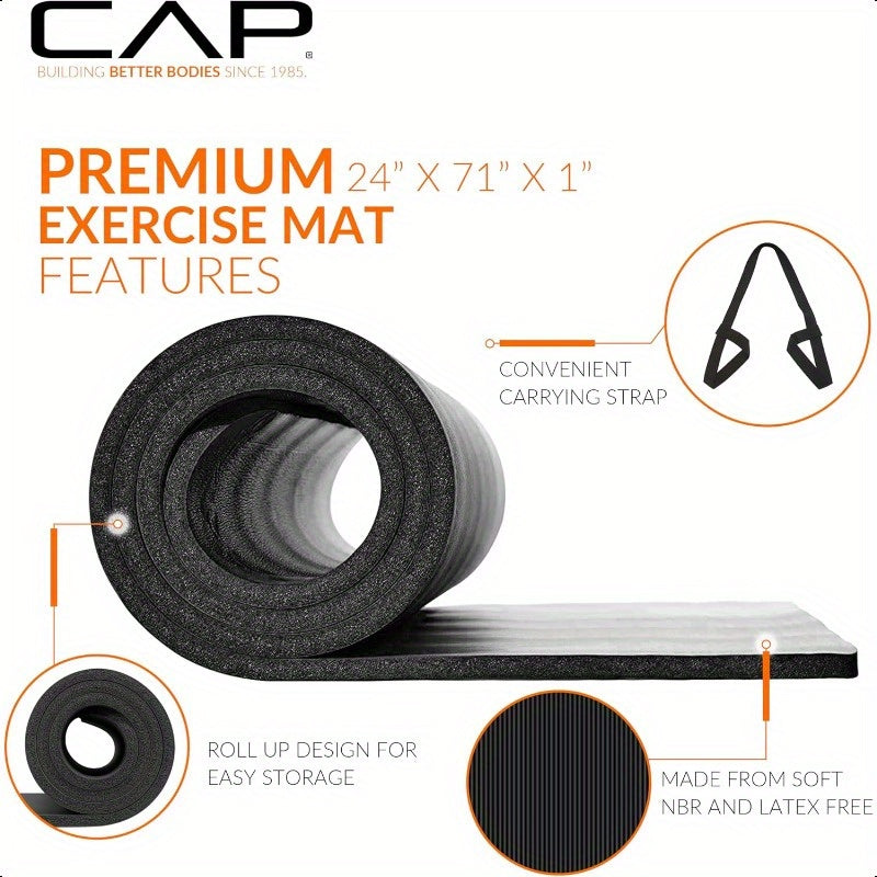 1Inch High Density Exercise Yoga Mat with Strap Multiple Colors - The Great Earth Store