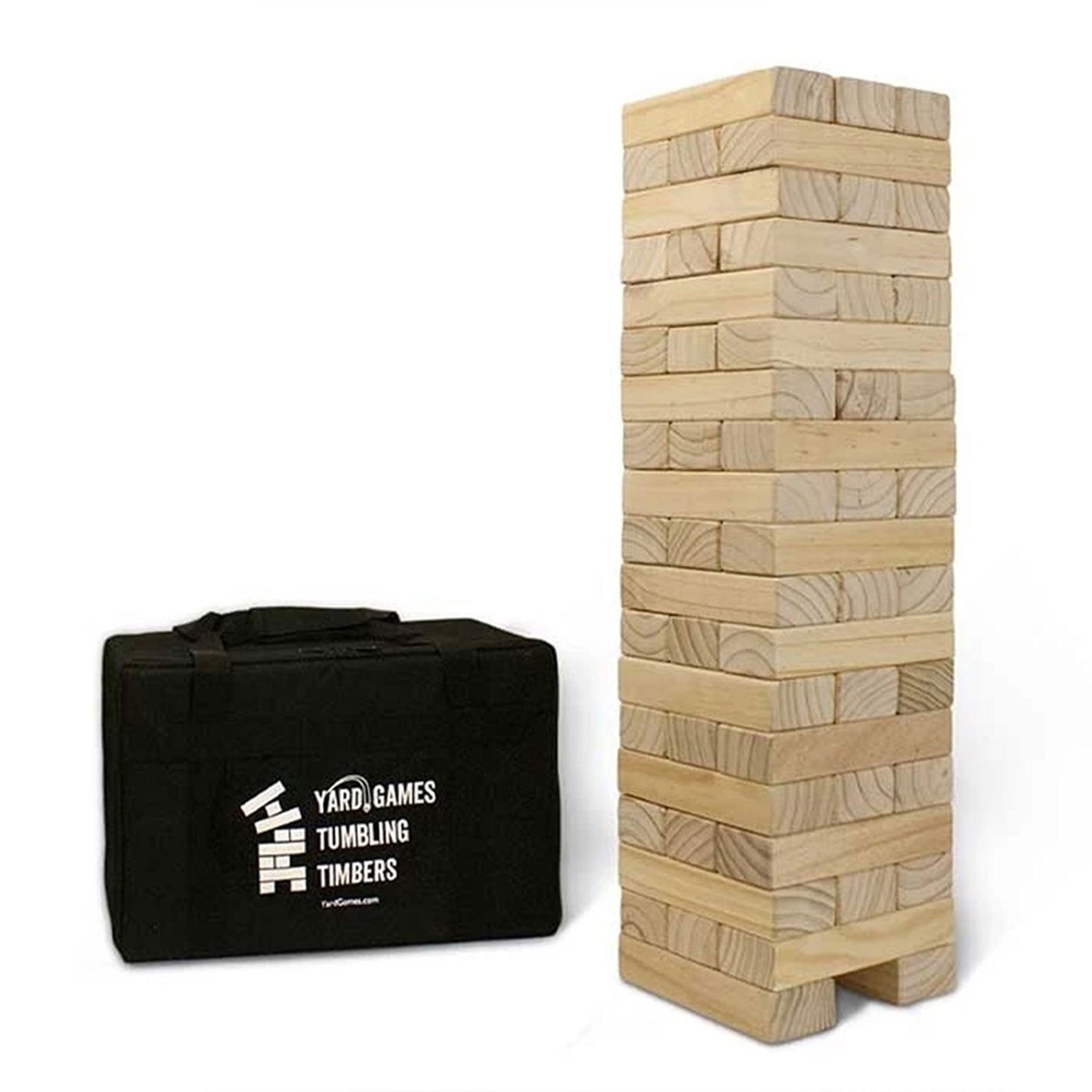 Yard Games Giant Tumbling Timbers Wood Stacking Party Tailgate Backyard Game Indoor Outdoor with Carrying Case for Kids Adults 30 Inch Natural