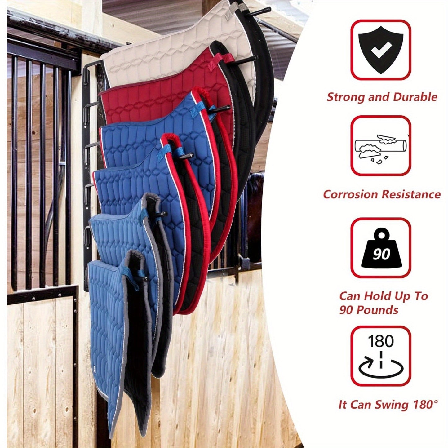 Saddle Pad Rack-Horse Blanket Holder Extra-Long Wall Mount - The Great Earth Store