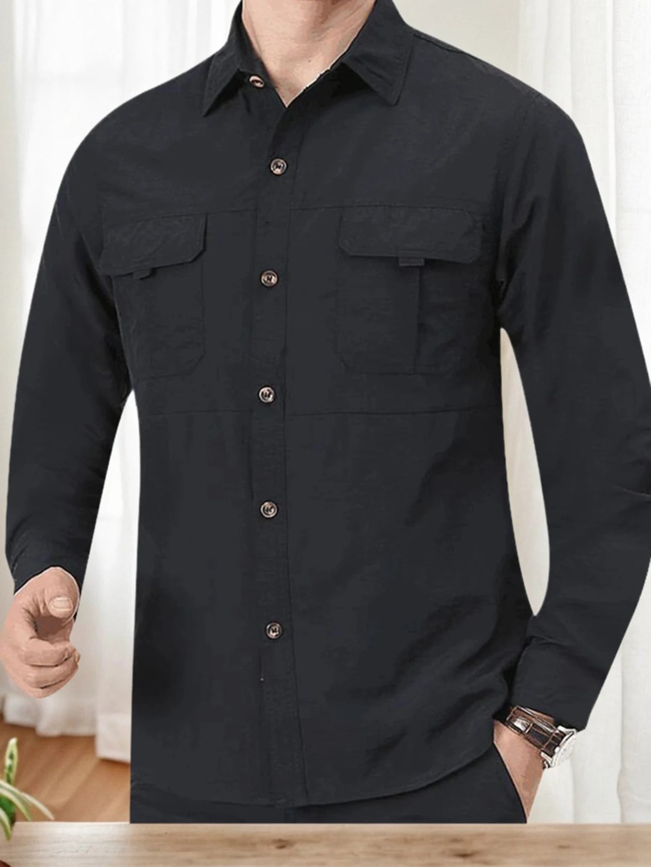 Men's Outdoor Military Style Long Sleeve Shirt Autumn Tactical Multi-Pocket Shirt Durable Breathable Quick-Dry Hiking Shirt - The Great Earth Store