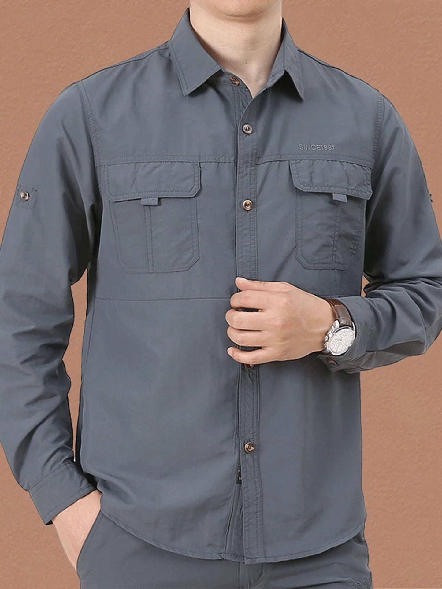 Men's Outdoor Military Style Long Sleeve Shirt Autumn Tactical Multi-Pocket Shirt Durable Breathable Quick-Dry Hiking Shirt - The Great Earth Store