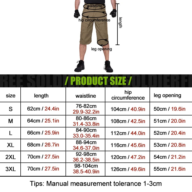 Free Soldier Outdoor Hiking Tactical Cropped Shorts Men - The Great Earth Store