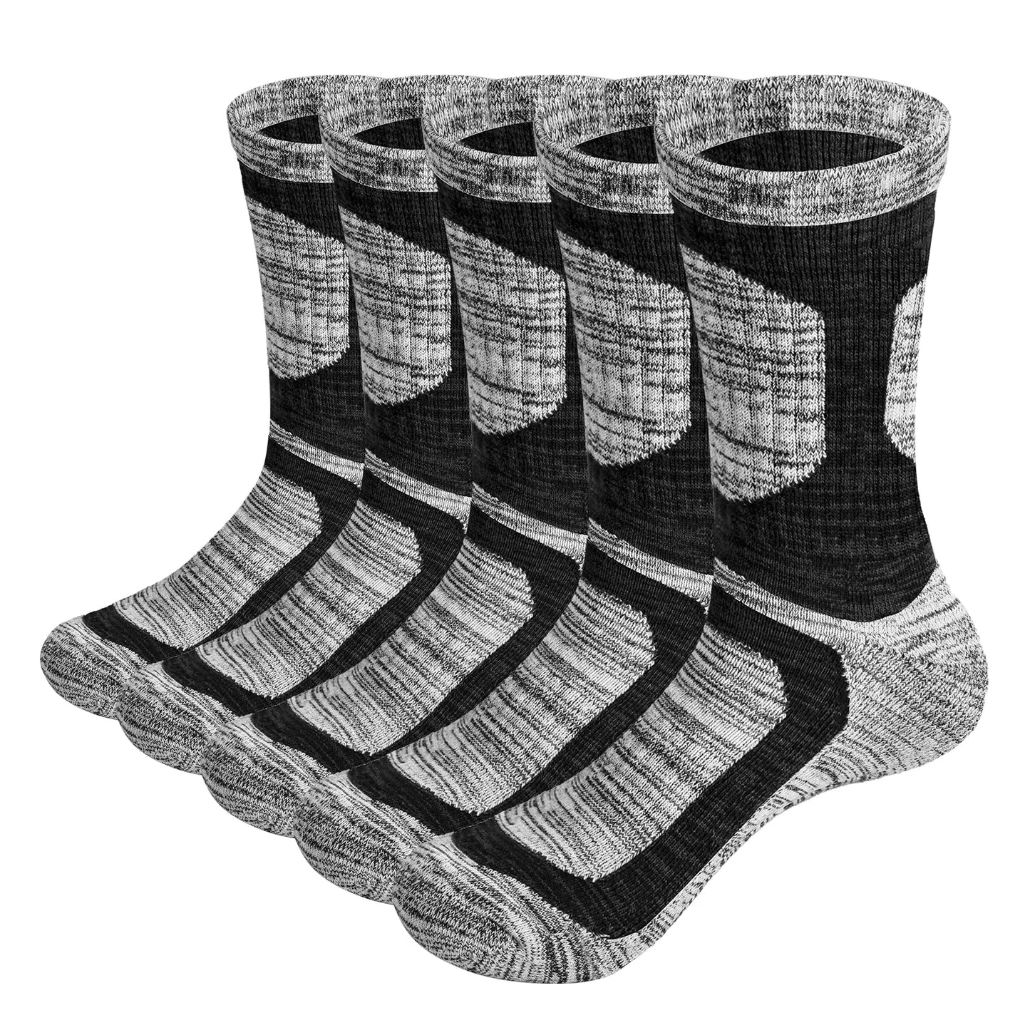 YUEDGE Womens 5 Pairs Moisture Wicking Cotton Cushioned Crew Socks