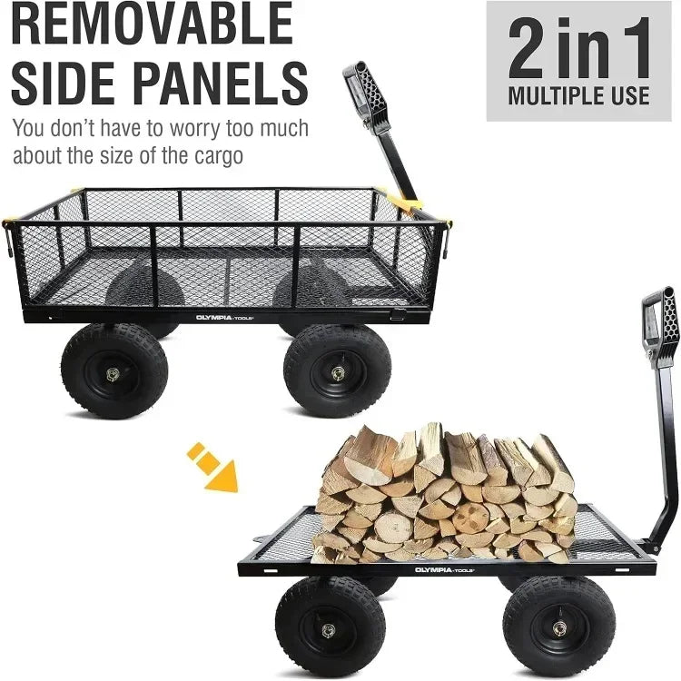 Home Heavy Duty 1,000lbs Steel Utility Garden Cart 6-cu ft - The Great Earth Store