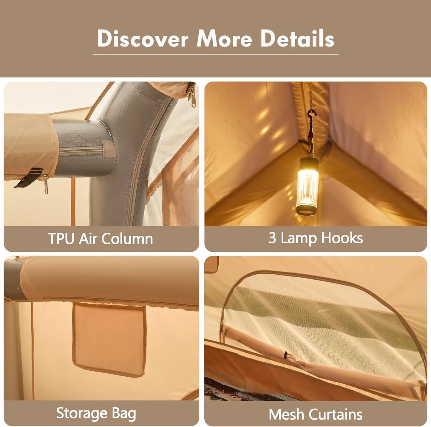 Easy Setup Camping Inflatable Tent Large Glamping Tent - The Great Earth Store