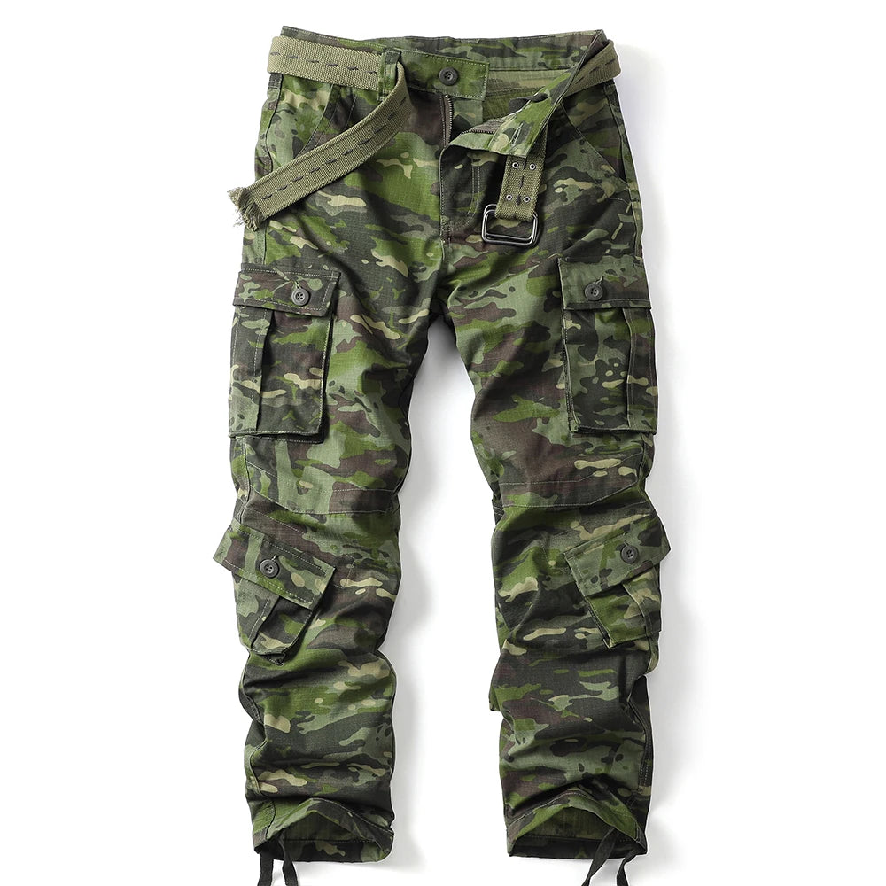 AKARMY Men's Wild Cargo Pants Camo Cotton Hiking Pants 8 Pockets - The Great Earth Store