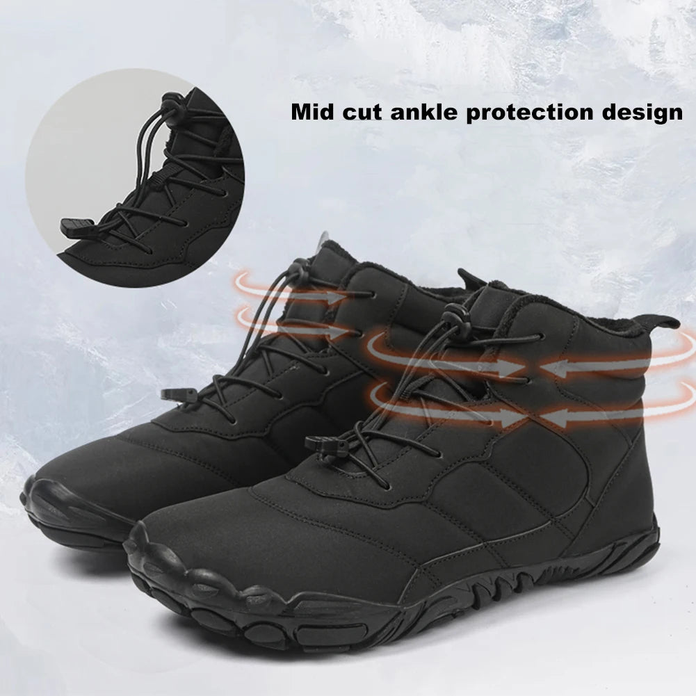 Women Men Plush Hiking Boots Lightweight Winter Fur Lined Snow Boot Non-Slip Outdoor Shoes - The Great Earth Store