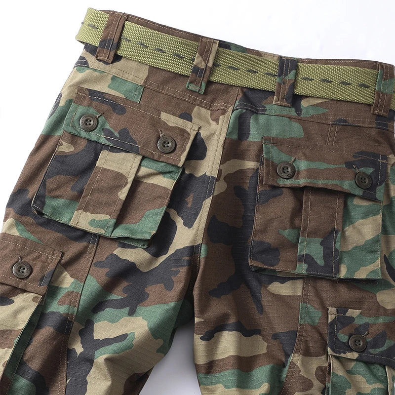AKARMY Camo Multi Flap Pockets Men's Cargo Pants No Belt - The Great Earth Store