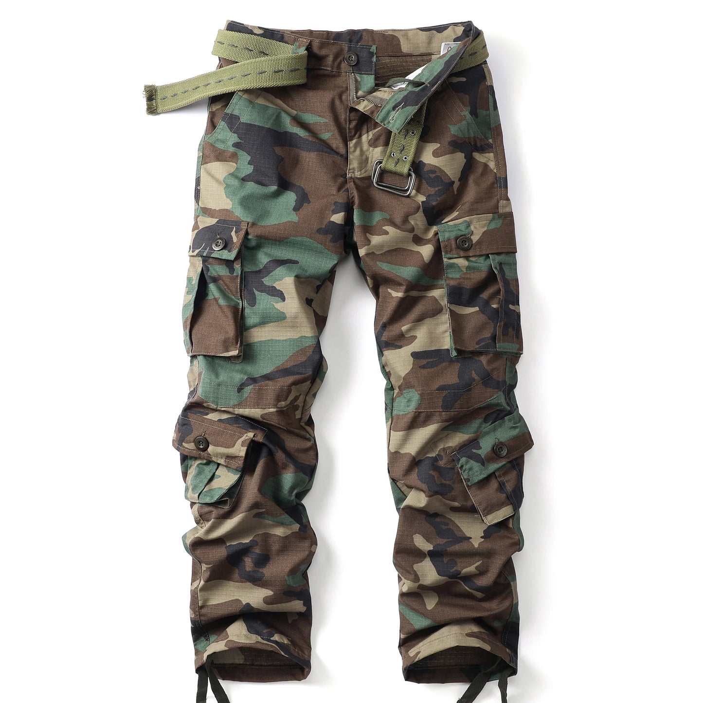 AKARMY Camo Multi Flap Pockets Men's Cargo Pants No Belt - The Great Earth Store