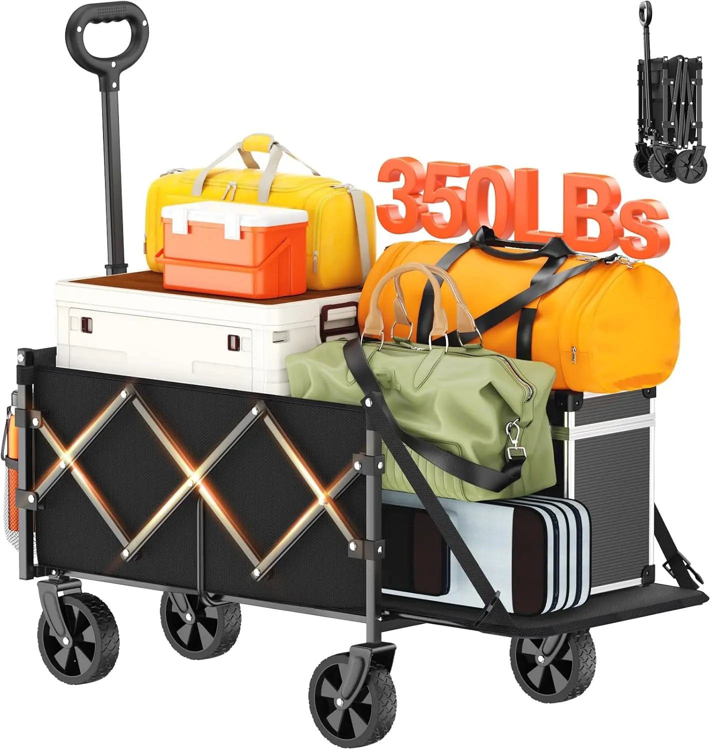 Foldable Wagon with Extended Tailgate - Heavy Duty Utility Cart - The Great Earth Store