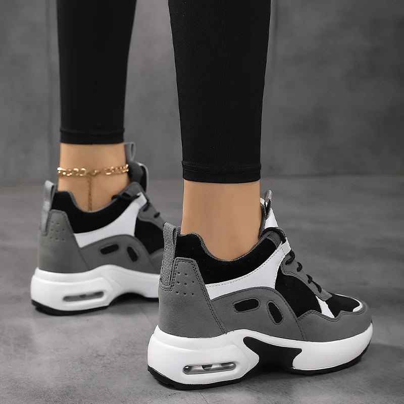 Women Air Cushion Sneakers Mix Color Height Increase Shoes - The Great Earth Store