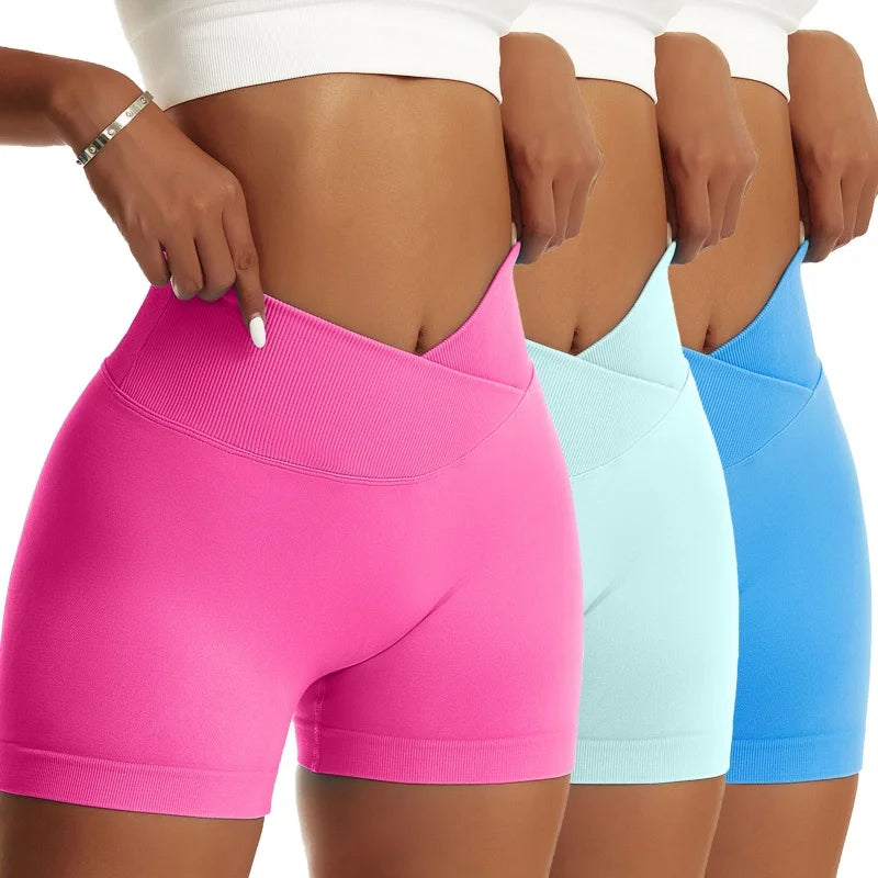 3 Pieces Women Solid Peach Hip Sports Pants High Waist Shorts - The Great Earth Store