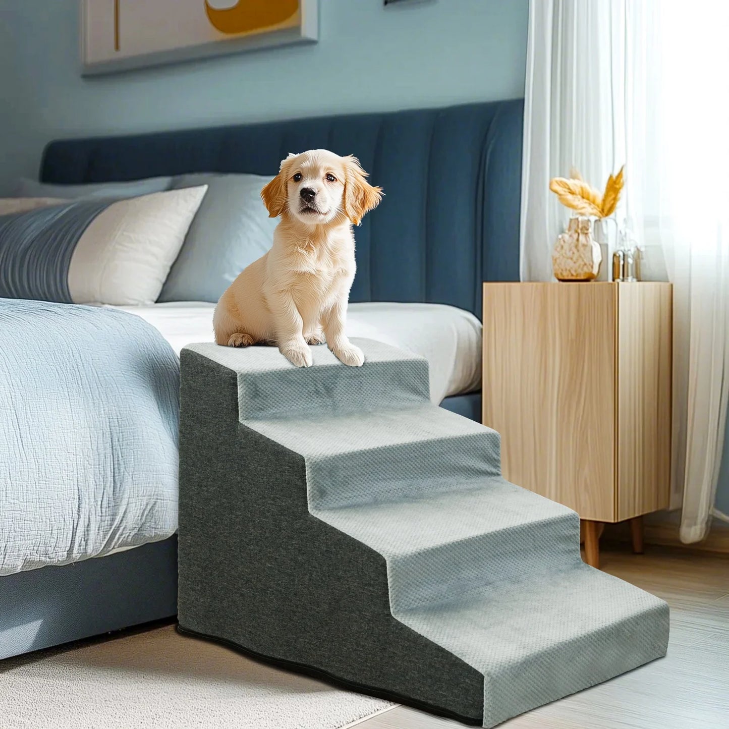 3/4 Steps High Density Foam Dog Stairs Ramps for Pets - The Great Earth Store