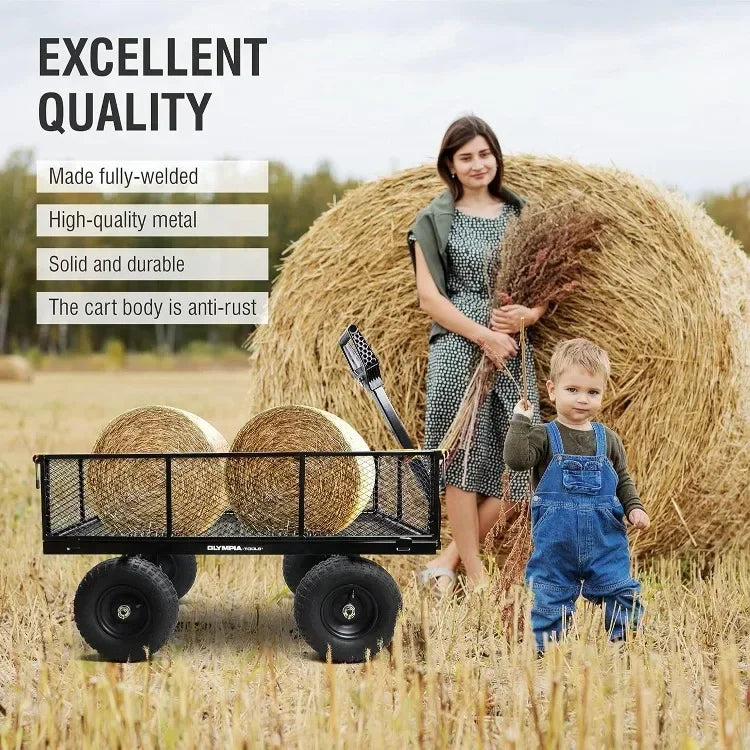 Home Heavy Duty 1,000lbs Steel Utility Garden Cart 6-cu ft - The Great Earth Store