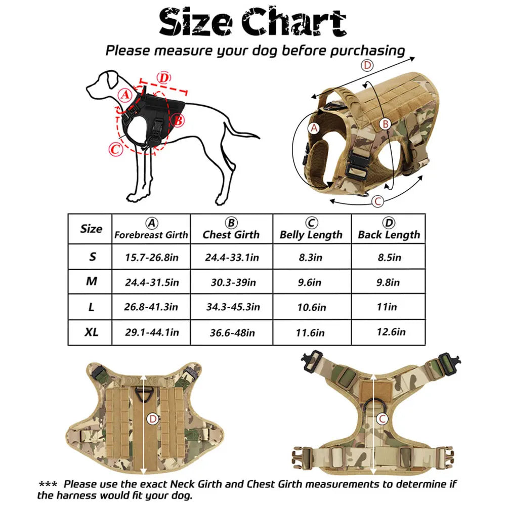 Large Dog Harness Collar Leash Set Military Dog Harnesses - The Great Earth Store