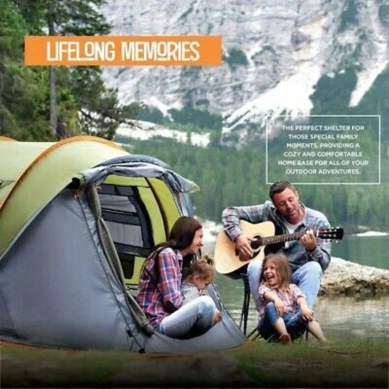 Camping Tent - 4-Person Easy Pop Up Tent with 2 Doors - The Great Earth Store