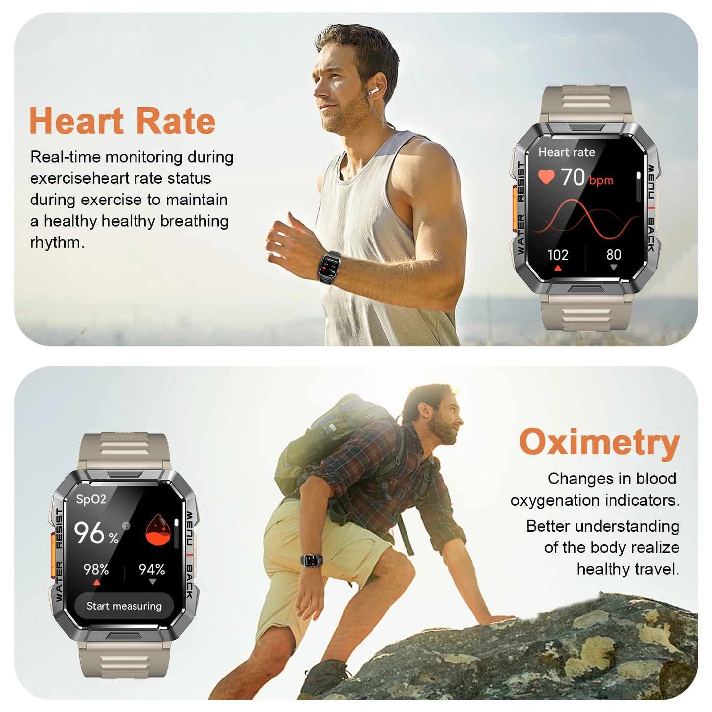 IOWODO Smart Watch for Men Women 2.01 Inch HD Touch Screen - The Great Earth Store
