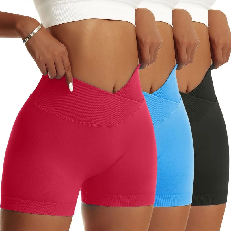 3 Pieces Women Solid Peach Hip Sports Pants High Waist Shorts - The Great Earth Store