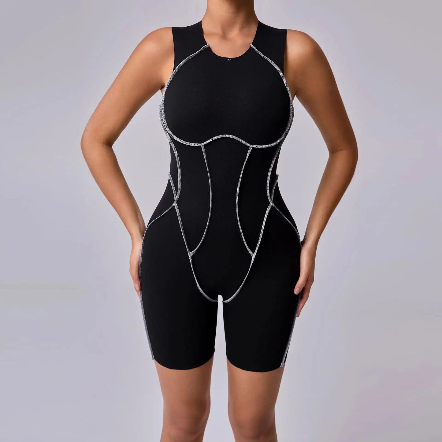 Yoga Jumpsuits Women Sleeveless Patchwork Running One Piece Bodysuit Workout Rompers Overalls Fitness Suit