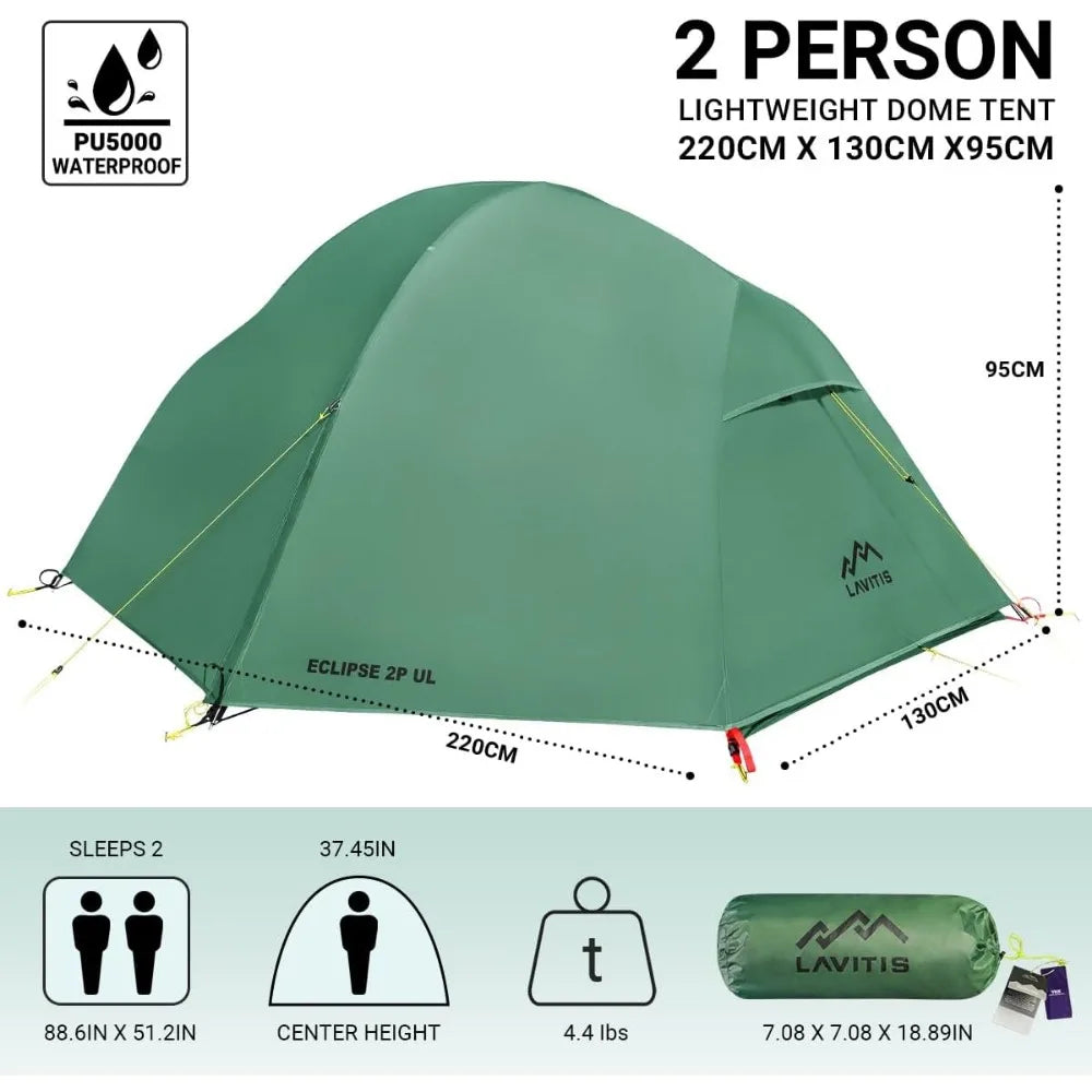 2-Person Lightweight Backpacking Tents, Ultralight Camping Tent - The Great Earth Store