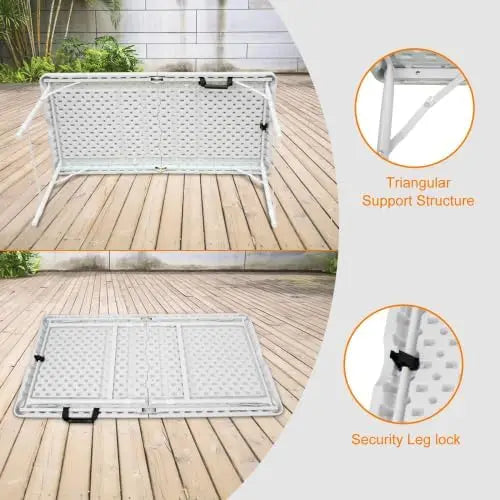 Folding Table 4 Foot Portable Plastic Adjustable Height - The Great Earth Store