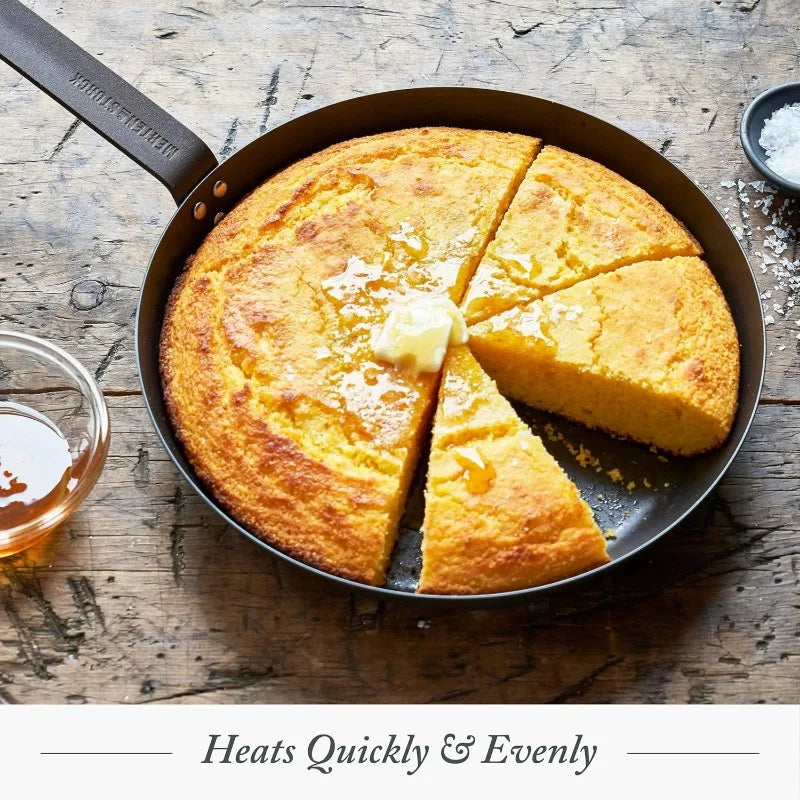 Pre-Seasoned Carbon Steel 12" Frying Pan Skillet Fast Heating Nonstick Induction Oven Safe - The Great Earth Store