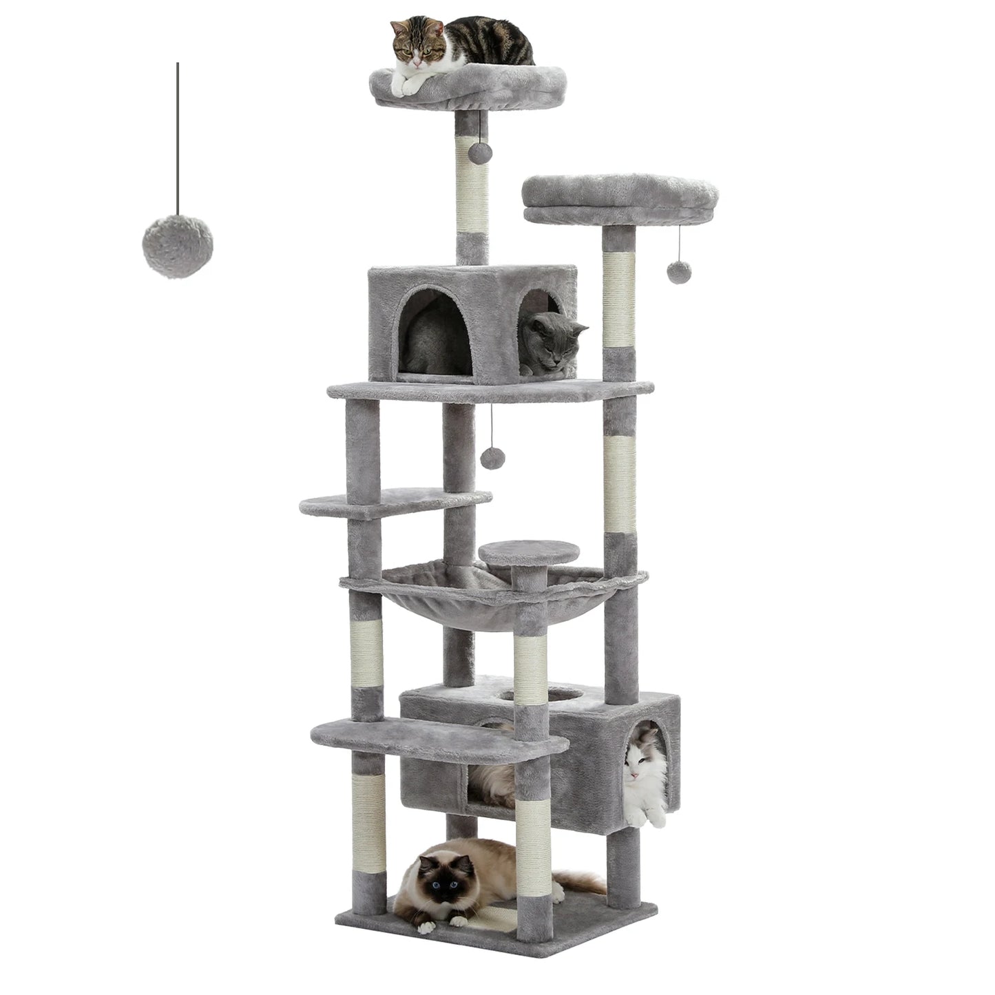 184cm Large Cat Tree and Tower for Indoor Cats with Hammock - The Great Earth Store