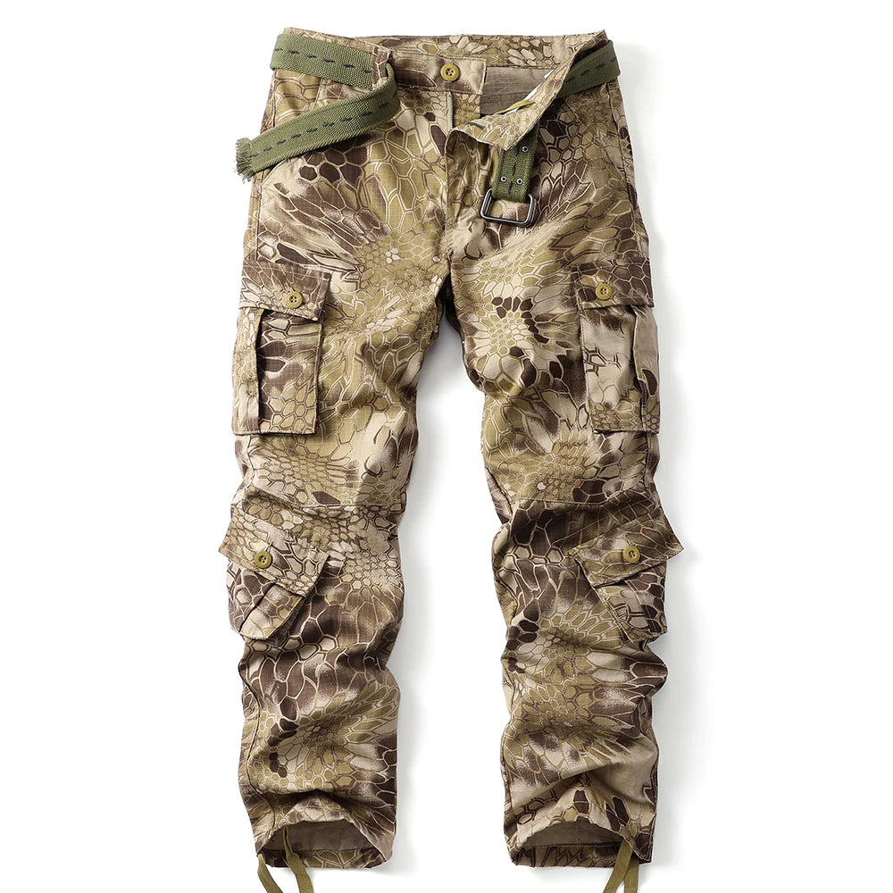 AKARMY Men's Wild Cargo Pants Camo Cotton Hiking Pants 8 Pockets - The Great Earth Store