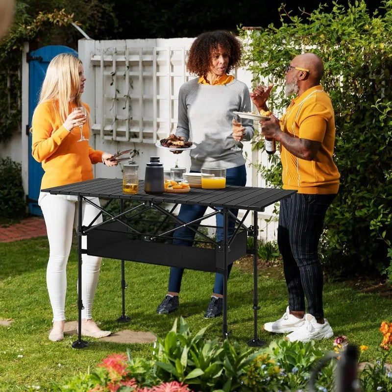 ALPHA CAMP Camping Table Outdoor Portable with Storage - The Great Earth Store