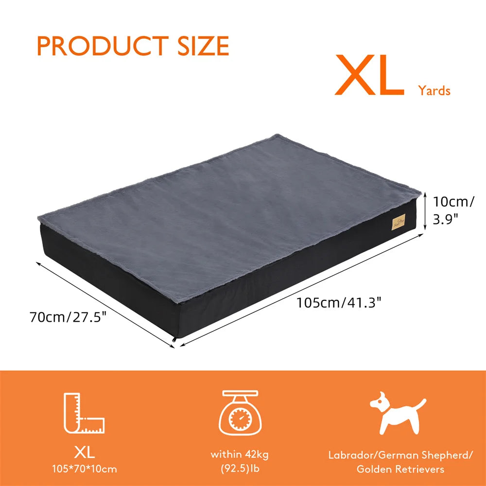 Large Orthopaedic Dog Bed Waterproof Cushion Pet Mattress 2 In 1 Crate Bed with Removable Washable Cover - The Great Earth Store