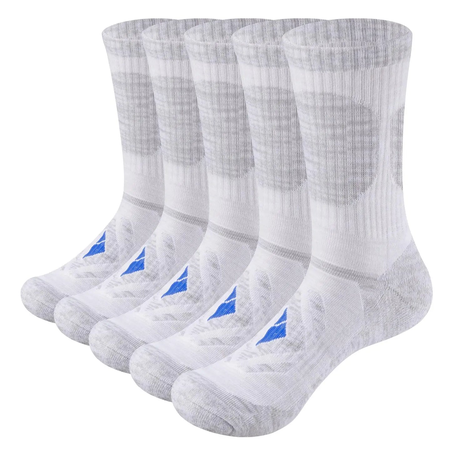 YUEDGE Womens 5 Pairs Moisture Wicking Cotton Cushioned Crew Socks