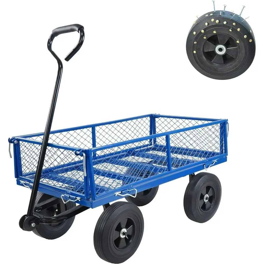 Solid Wheels 10 Inch Flat Free Tires Steel Garden Wagon Cart - The Great Earth Store
