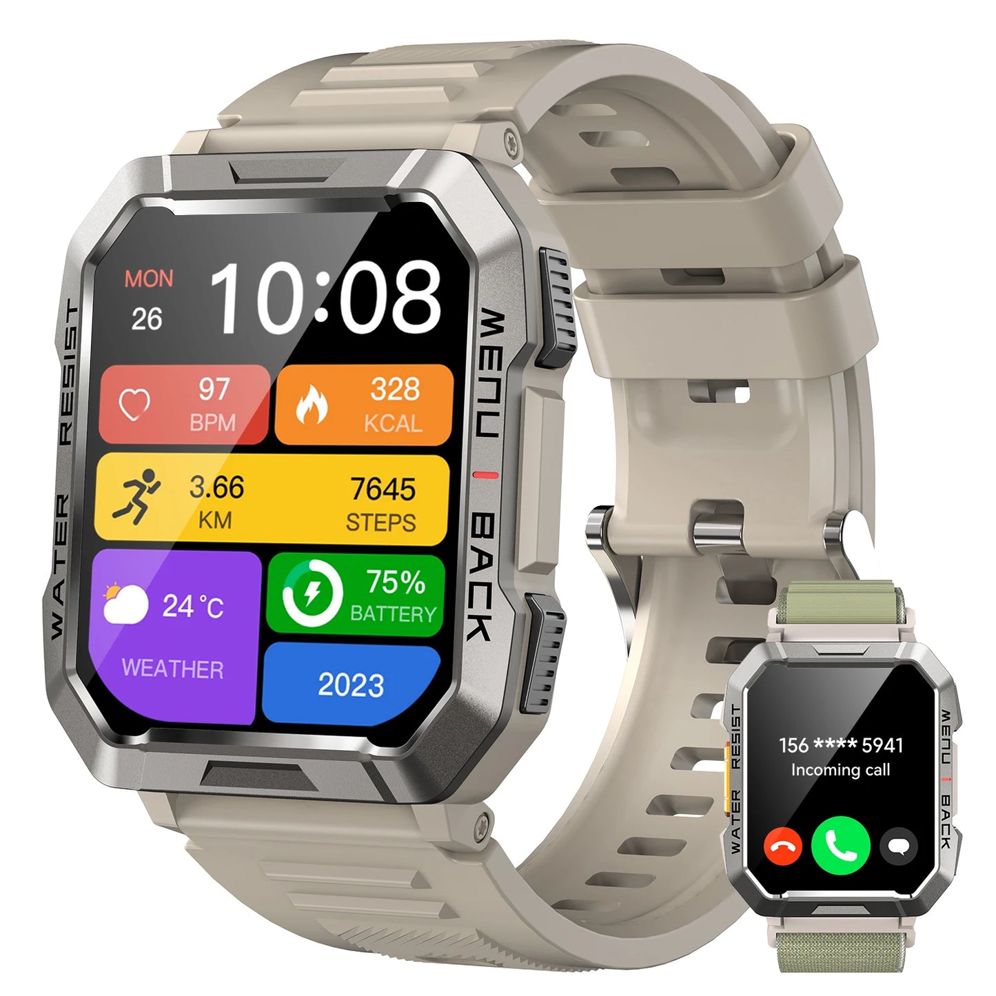IOWODO Smart Watch for Men Women 2.01 Inch HD Touch Screen - The Great Earth Store