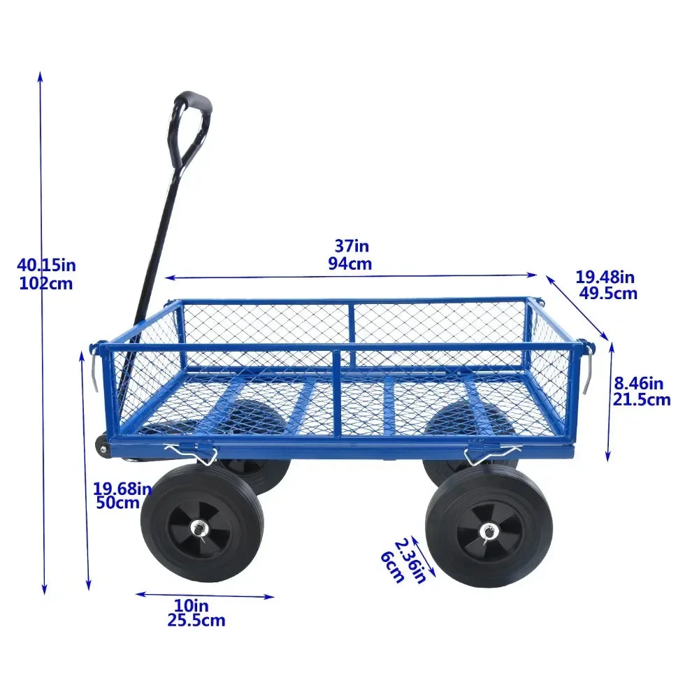 Solid Wheels 10 Inch Flat Free Tires Steel Garden Wagon Cart - The Great Earth Store