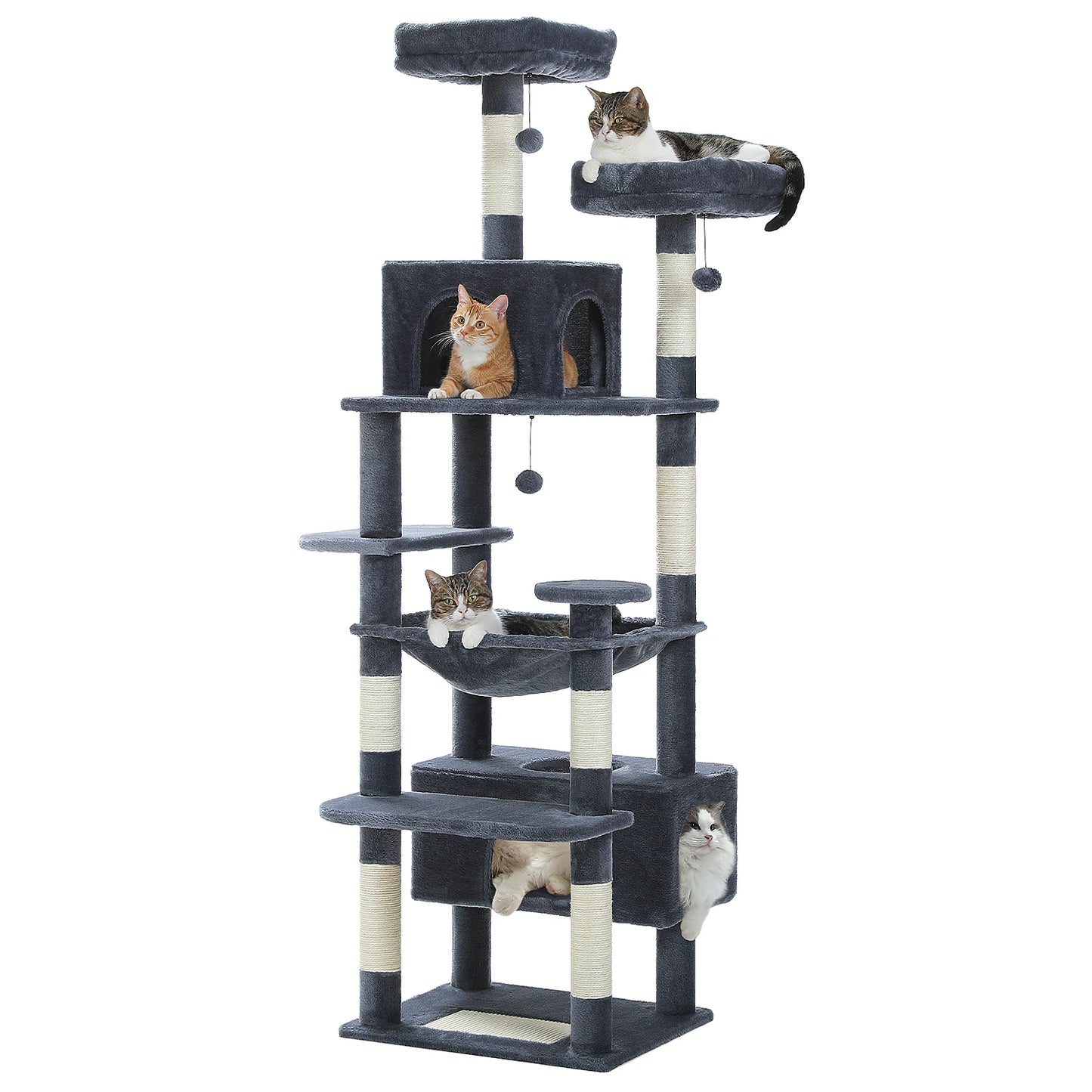 184cm Large Cat Tree and Tower for Indoor Cats with Hammock - The Great Earth Store