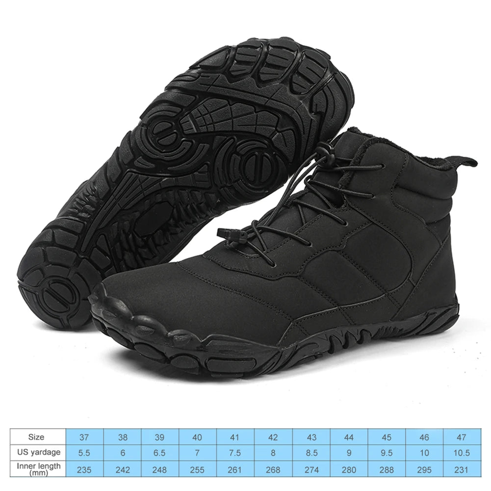 Women Men Plush Hiking Boots Lightweight Winter Fur Lined Snow Boot Non-Slip Outdoor Shoes - The Great Earth Store