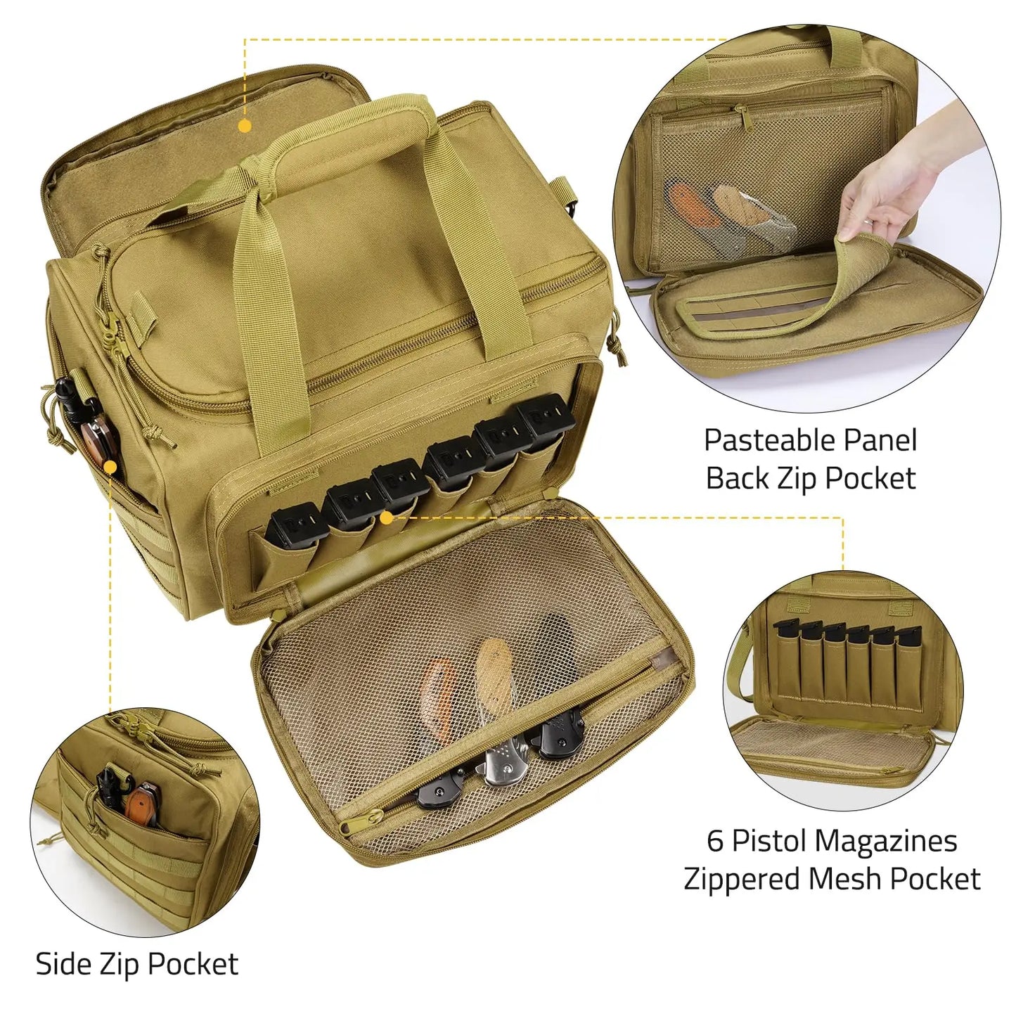CVLIFE Tactical Gun Range Bag Pistol Shooting Duffle Bag