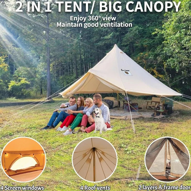 DANCHEL OUTDOOR B5PRO 4 Season Canvas Bell Tent Glamping - The Great Earth Store