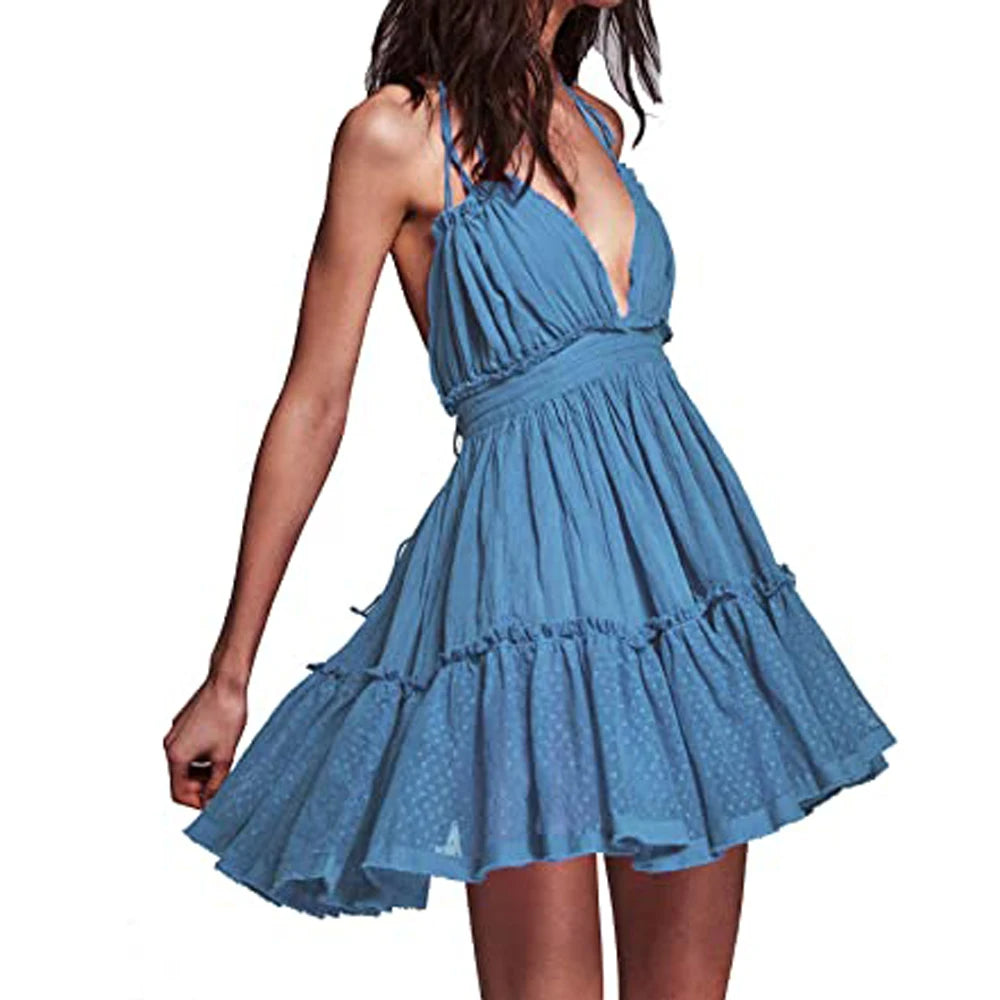 Summer Halter Boho Dress 2025 VERGOODR Women Beach Gown - The Great Earth Store