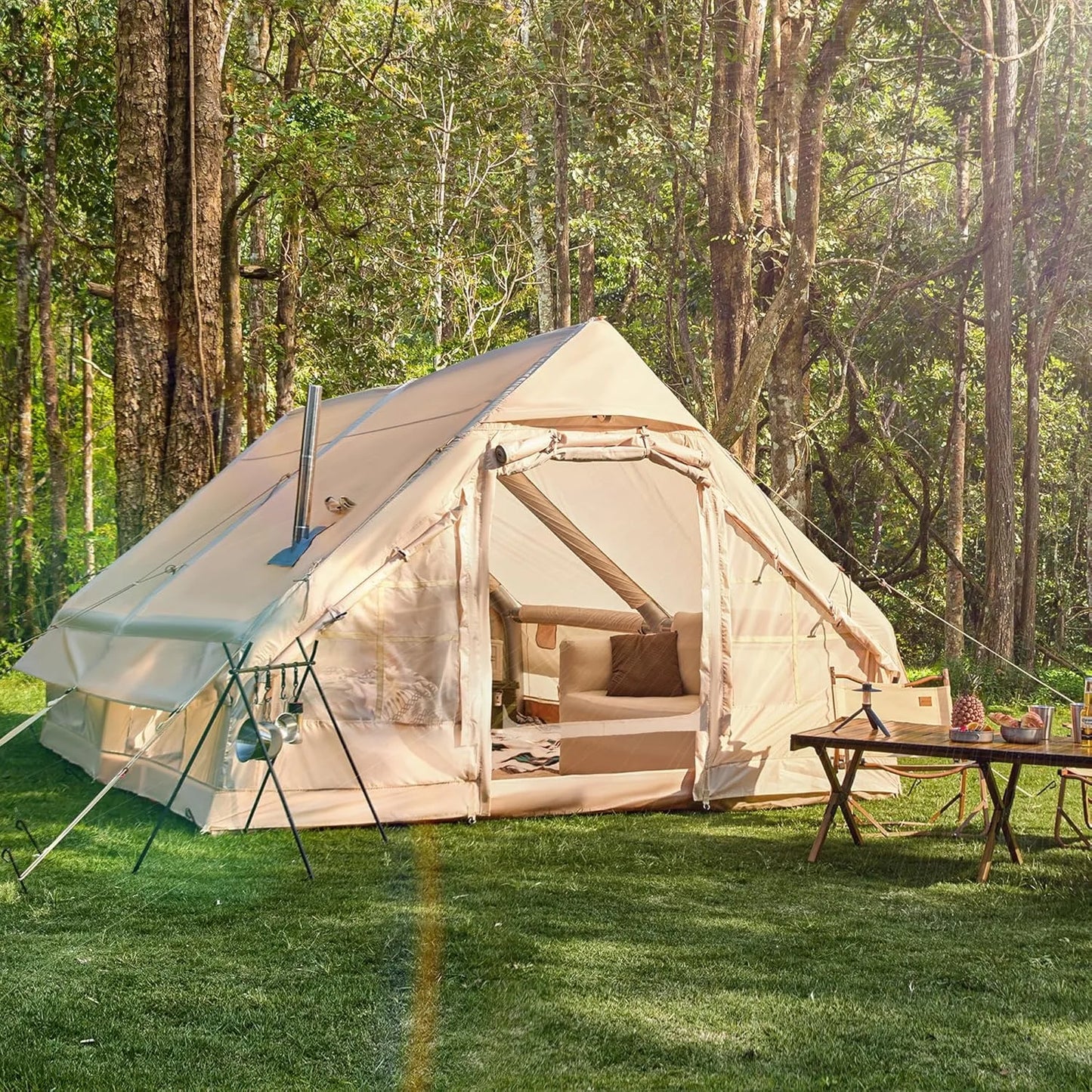 Easy Setup Camping Inflatable Tent Large Glamping Tent - The Great Earth Store