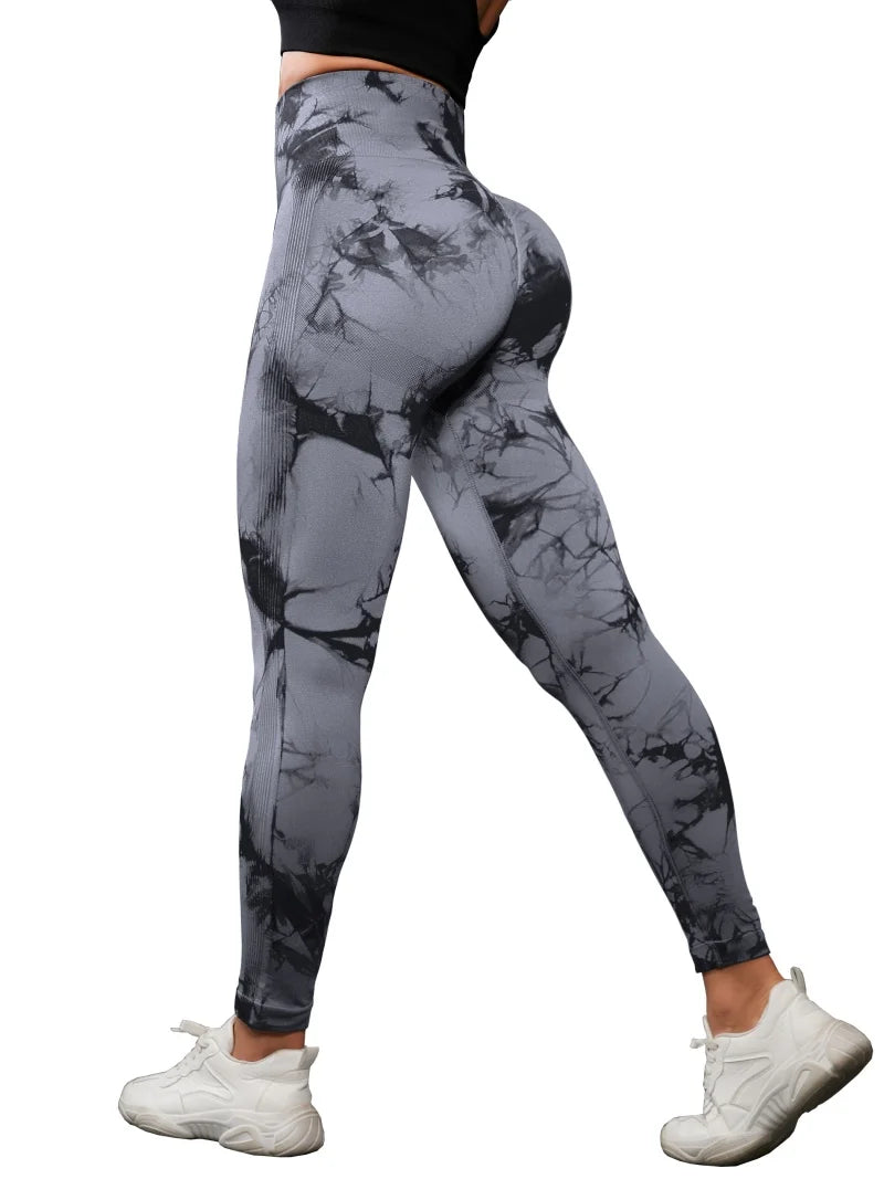 3 Piece Workout Leggings Sets for Women High Waisted Tie Dye