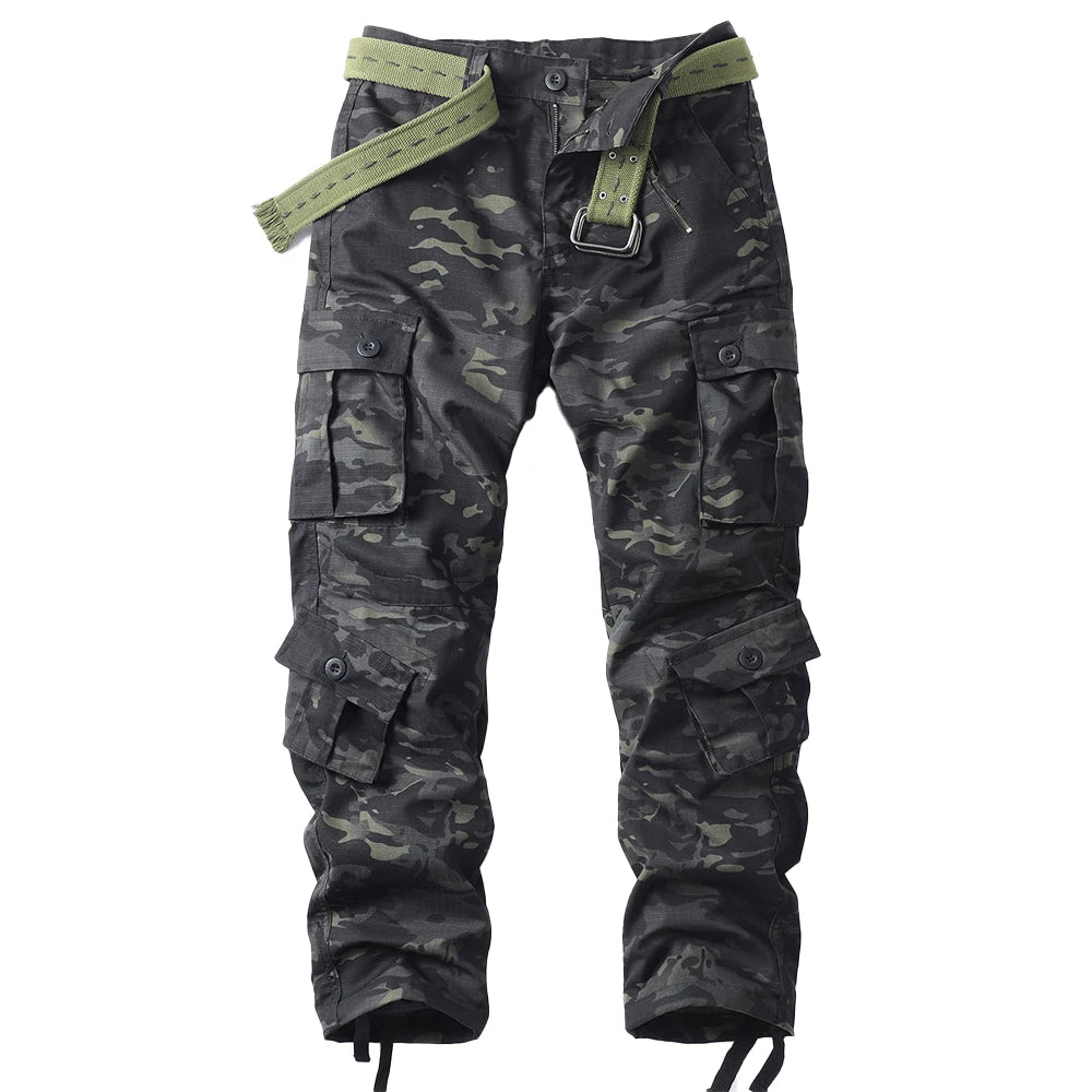 AKARMY Men's Wild Cargo Pants Camo Cotton Hiking Pants 8 Pockets - The Great Earth Store