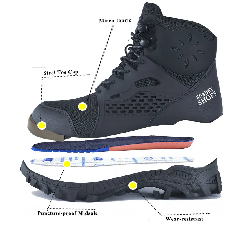 SUADEX S1 Safety Boots Men Work Shoes Steel Toe EUR 37-48 - The Great Earth Store