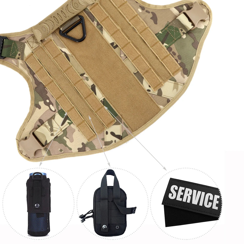 Military Large Dog Harness Collar Leash Bags Patches Set - The Great Earth Store