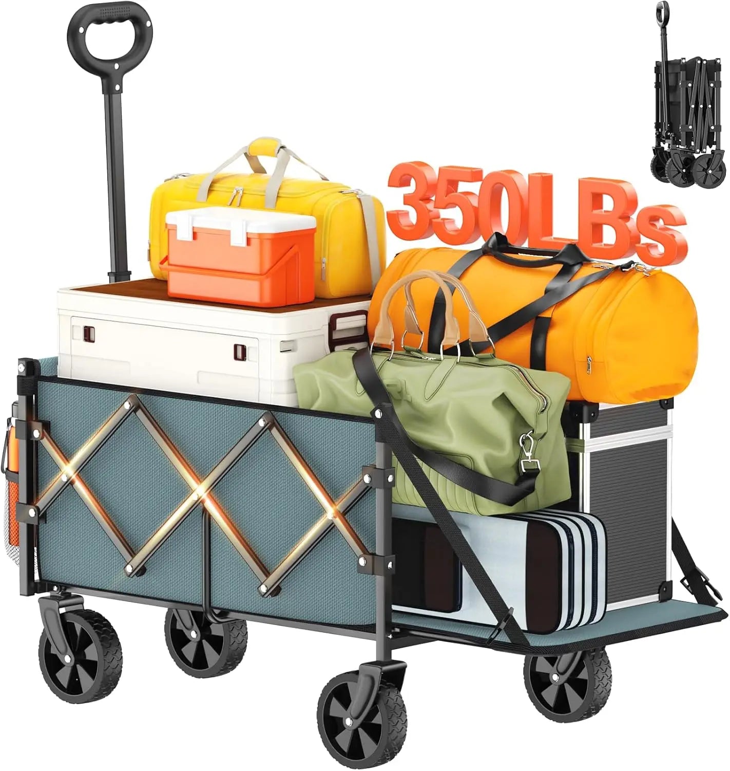 Foldable Wagon with Extended Tailgate - Heavy Duty Utility Cart - The Great Earth Store