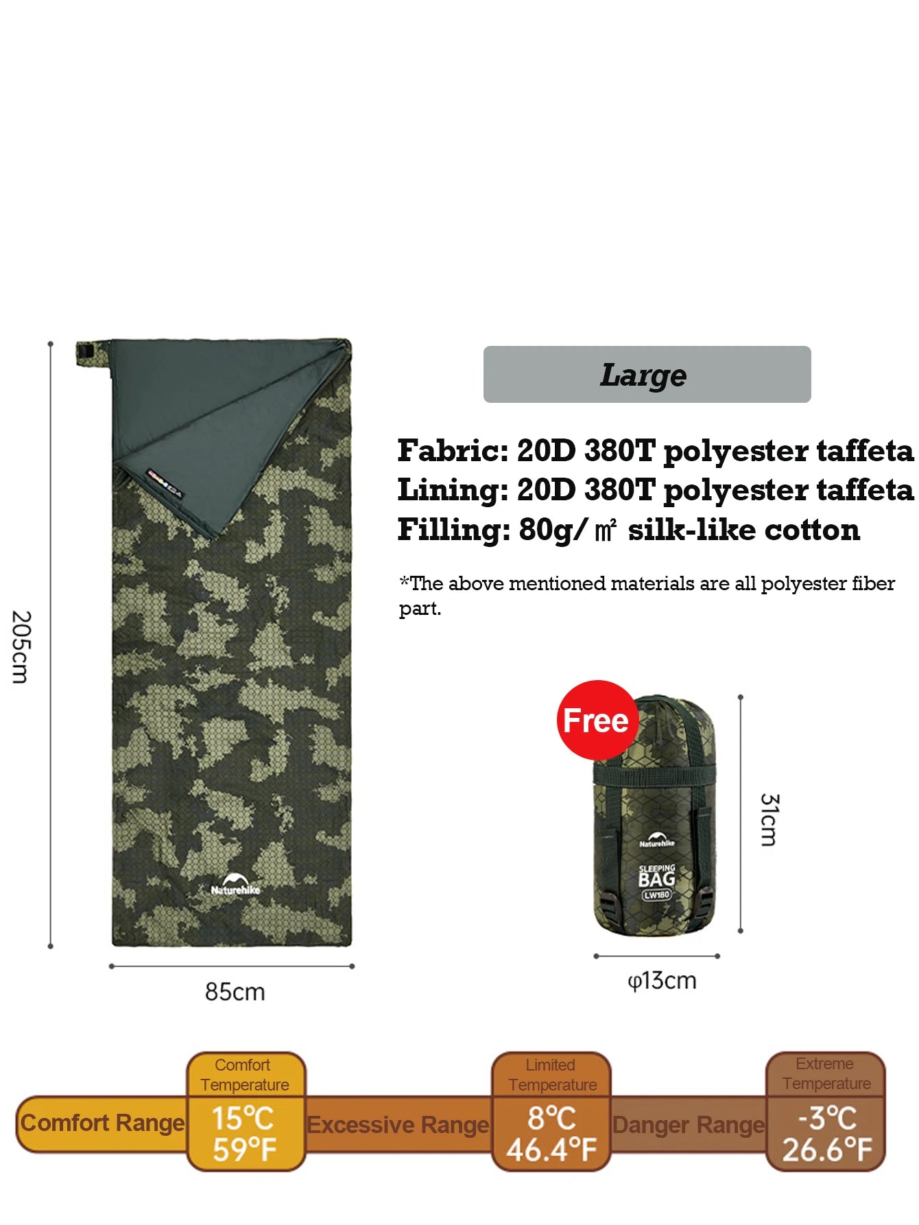 Naturehike Sleeping Bag LW180 Ultralight 3 Season Outdoor - The Great Earth Store