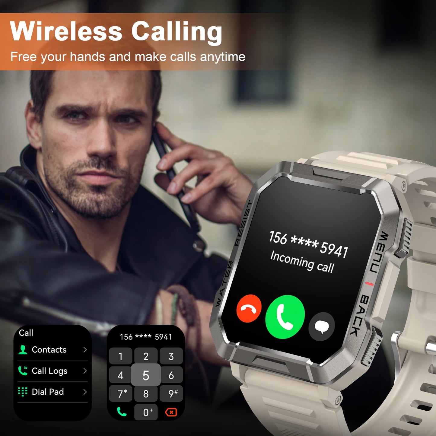 IOWODO Smart Watch for Men Women 2.01 Inch HD Touch Screen - The Great Earth Store