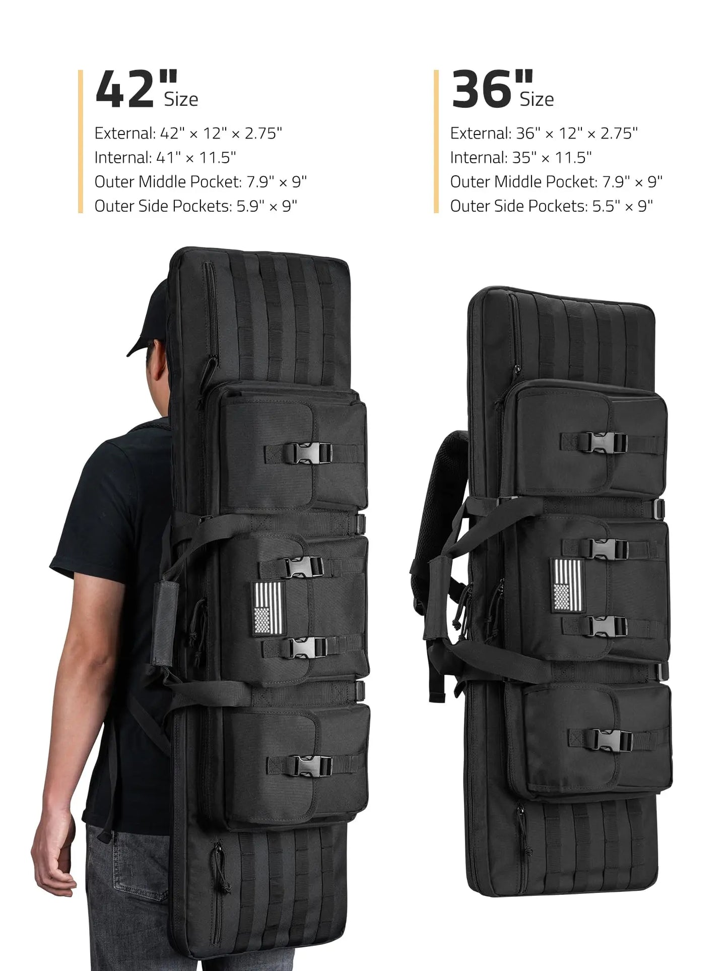 42 Double Soft Rifle Case Tactical Long Gun Bag Black